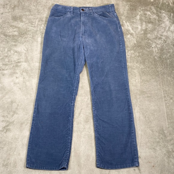 Levi's 519 Pants Mens 34X32 Blue Corduroy Vintage‎ 1985 USA Made Talon Zip - Picture 1 of 16